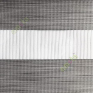 Grey color horizontal textured stripes with vertical lines and transparent net fabric zebra blind